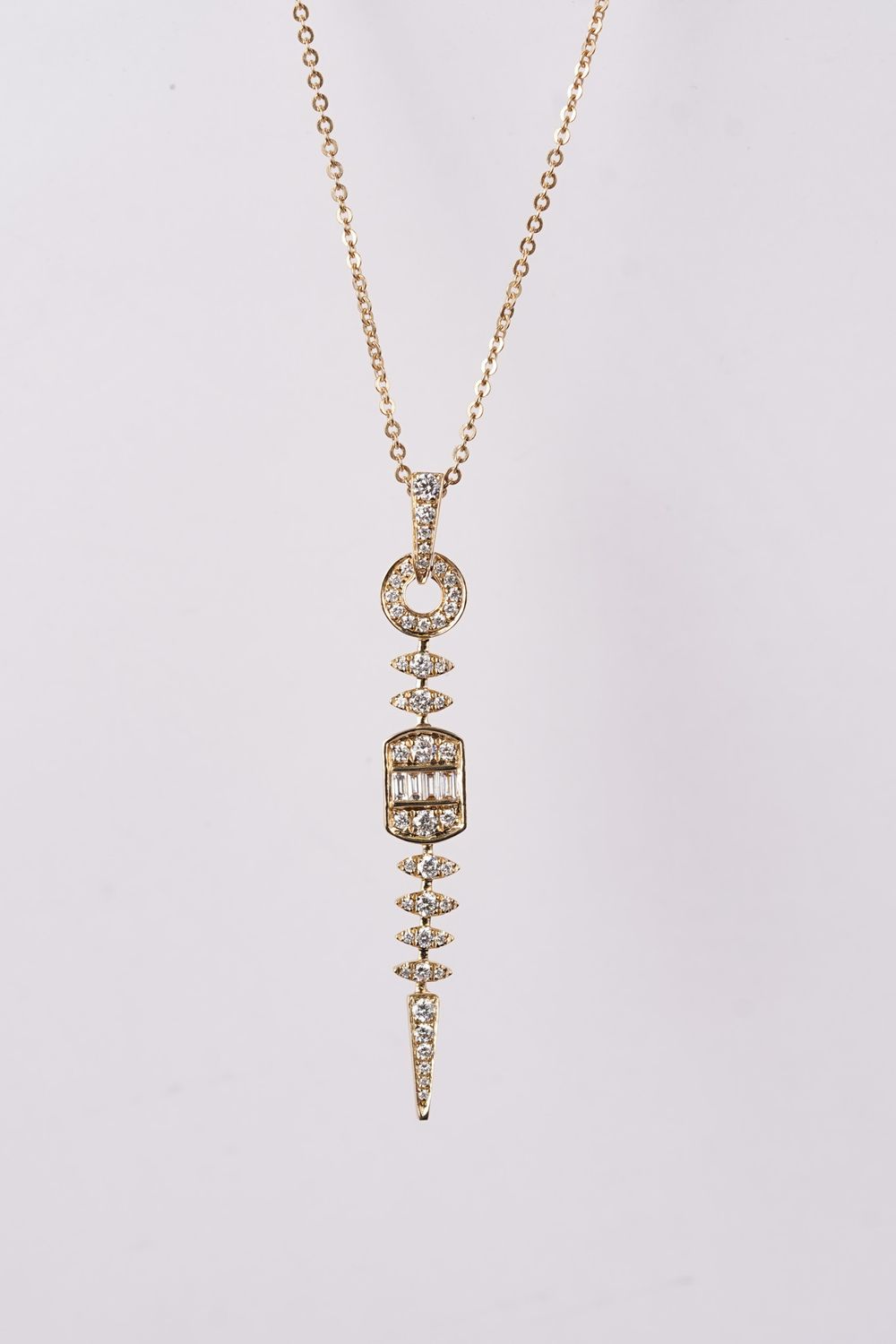 IREX-14KY 4.1g .55ctw Diamond Fashion Drop Necklace 16-18&quot;