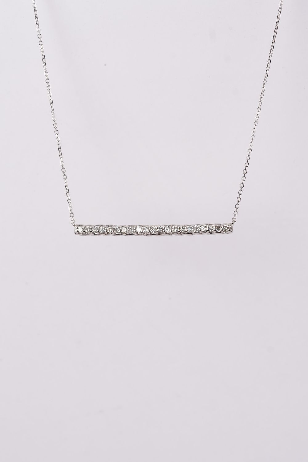 NDL- 14KW 2.97g .32ctw Diamond Bar Necklace 18&quot;