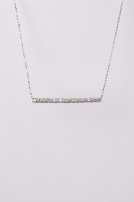 NDL- 14KW 2.97g .32ctw Diamond Bar Necklace 18&quot;