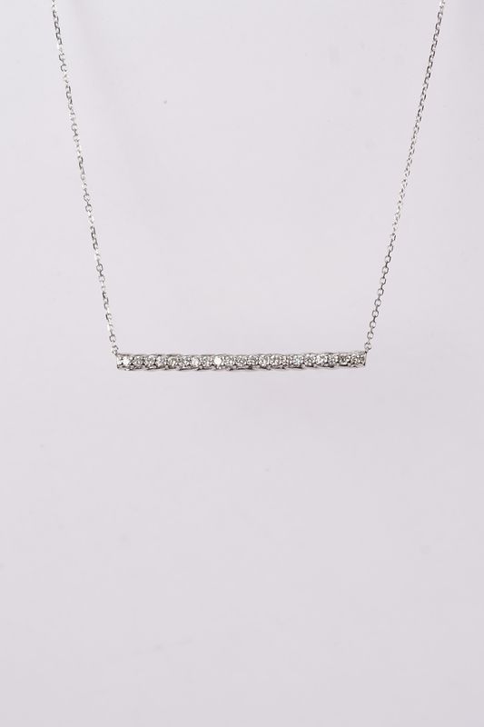 NDL- 14KW 2.97g .32ctw Diamond Bar Necklace 18&quot;