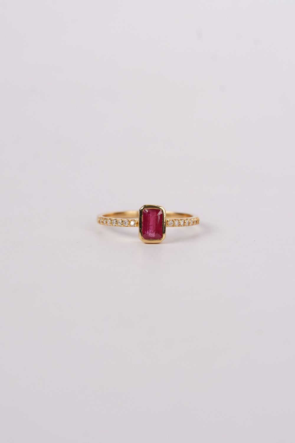 AAD- 14KY 1.76g .90ctw (.80ctr) Ruby &amp; Diamond Bezel Fashion Ring (size 7)