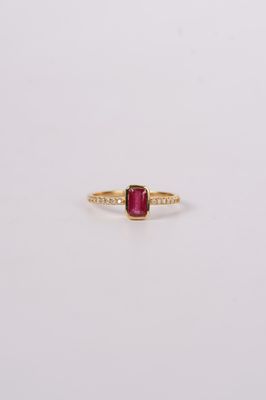AAD- 14KY 1.76g .90ctw (.80ctr) Ruby &amp; Diamond Bezel Fashion Ring (size 7)