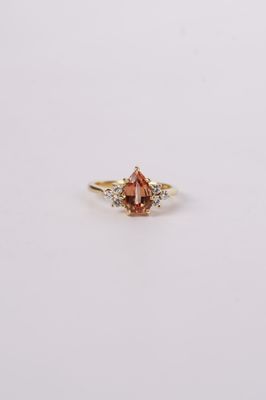 EDTX- 18KY 4.00g 1.68ctw (1.50ctr) Imperial Topaz &amp; Diamond Fashion Ring (size 6)
