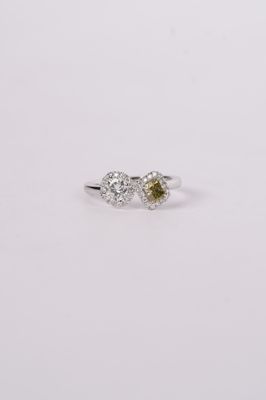 BETX- 14KW 2.96g 1.10ctw Diamond Two Stone Halo Fashion Ring (size 6.5)