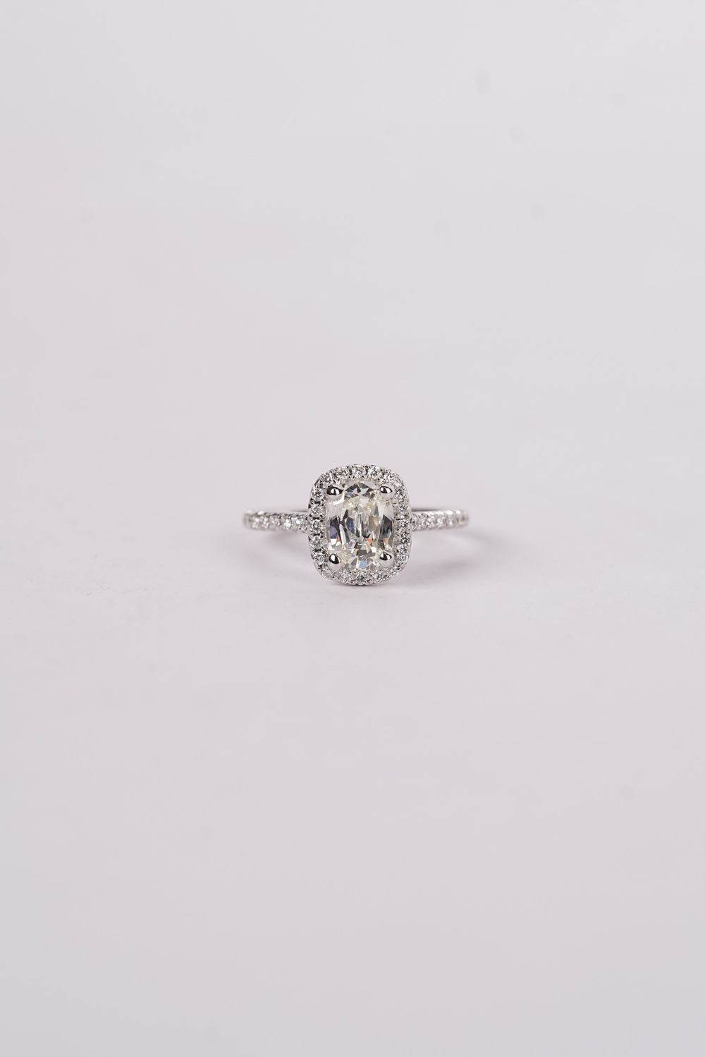 NTPT- 18KW 3.00g 1.50ctw (1.25ctr) K/VVS2 GIA Cushion Daussi Diamond Halo Engagement Ring (size 6)