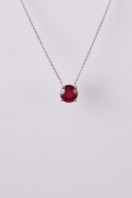 VBE- 14KW 1.86g 1.35ct Ruby Solitaire Necklace 16-18&quot;