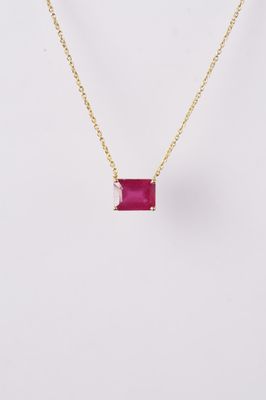 AEB- 14KY 2.54g 2.30ct Ruby Solitaire Necklace 16-18&quot;
