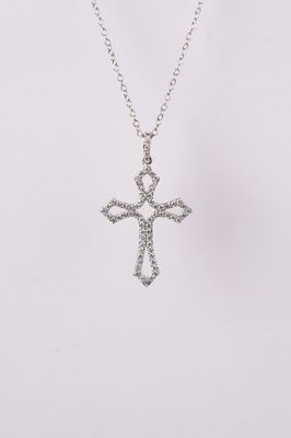 ELIX- 10KW 2.87g .50ctw Diamond Cross Necklace 18&quot;