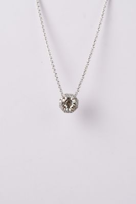 VBET- 14KW 3.64g 1.07ctw (.95ctr) FLB/SI2 Octogonal Diamond Halo Necklace 18&quot;