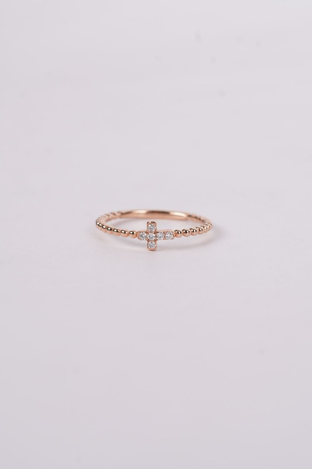 VIN- 14KR 1.70g .08ctw Diamond Beaded Cross Ring (size 7)