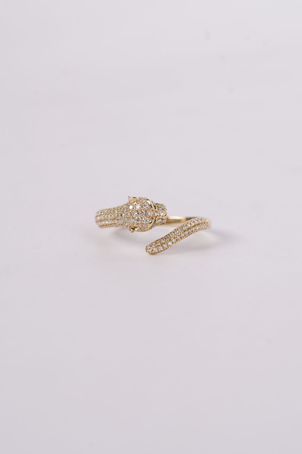 DETX- 14KY 2.40g .54ctw Emerald &amp; Diamond Panther Ring (size 7)