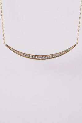 NVT- 14KY 2.60g .34ctw Diamond Curved Bar Necklace 16-18&quot;