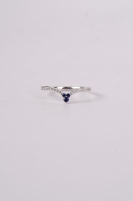 AVI- 14KW 1.40g .22ctw Sapphire &amp; Diamonde V-Band (size 7)