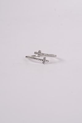VLI- 14KW 1.80g .11ctw Diamond Cross Fashion Ring (size 7)