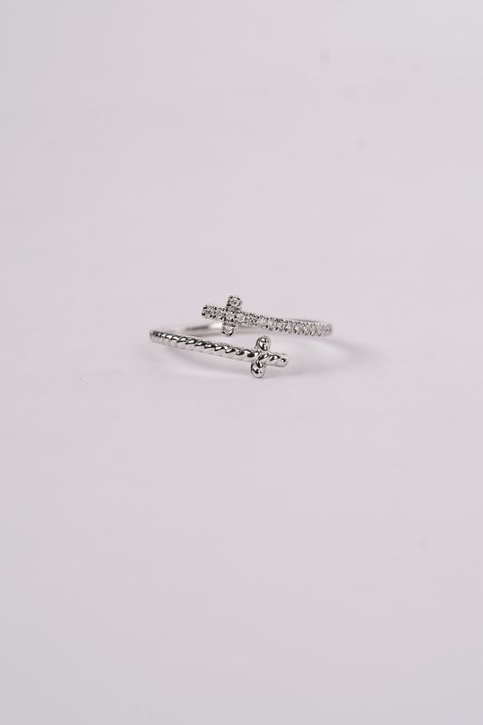 VLI- 14KW 1.80g .11ctw Diamond Cross Fashion Ring (size 7)