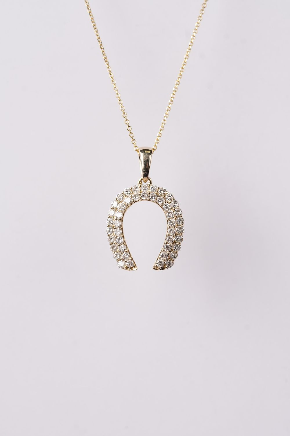 DNEX- 14KY 2.50g .58ctw Diamond Horseshoe Necklace 16-18&quot;