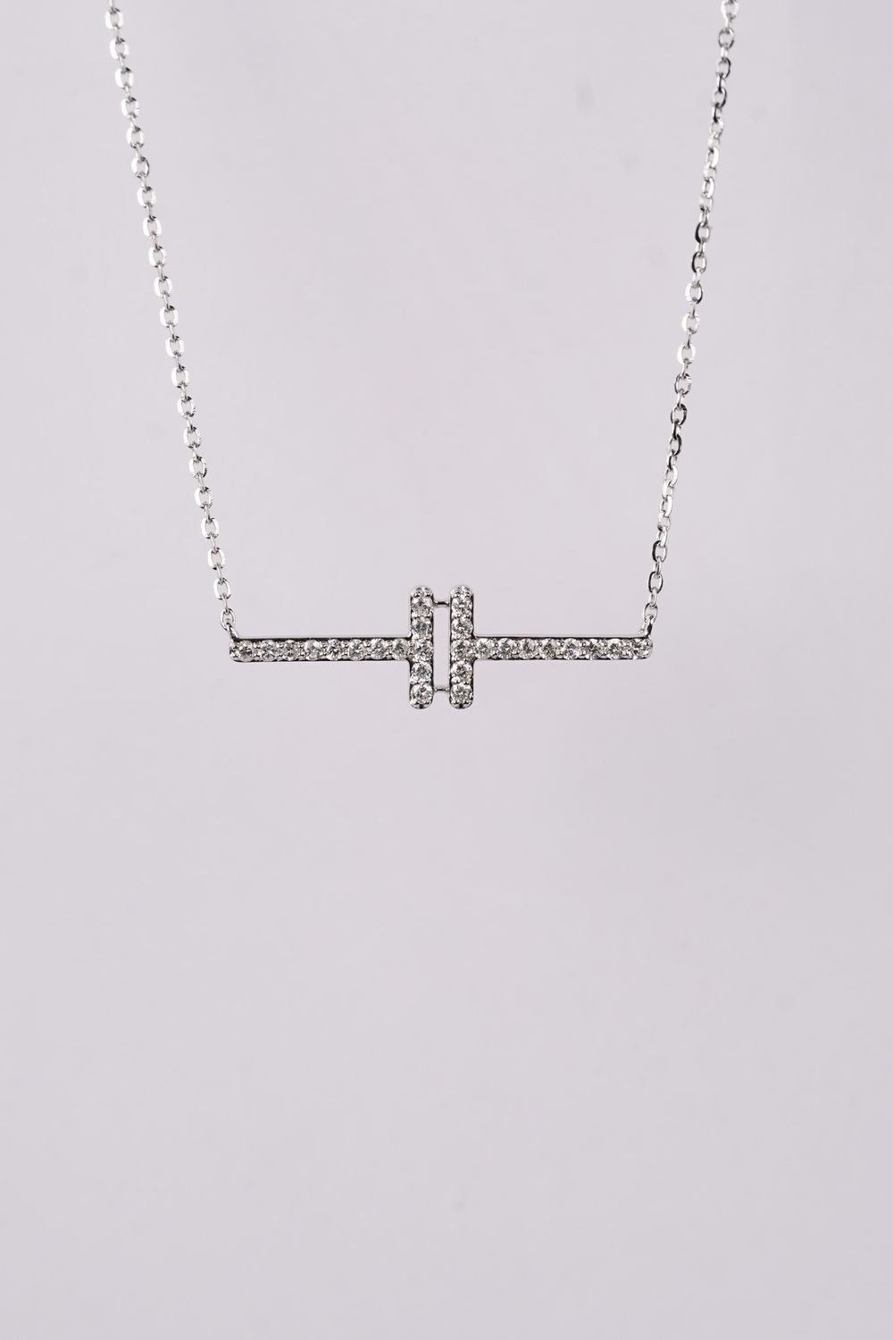 AVI- 14KW 1.70g .20ctw Diamond T-Bar Fashion Necklace 16-18&quot;