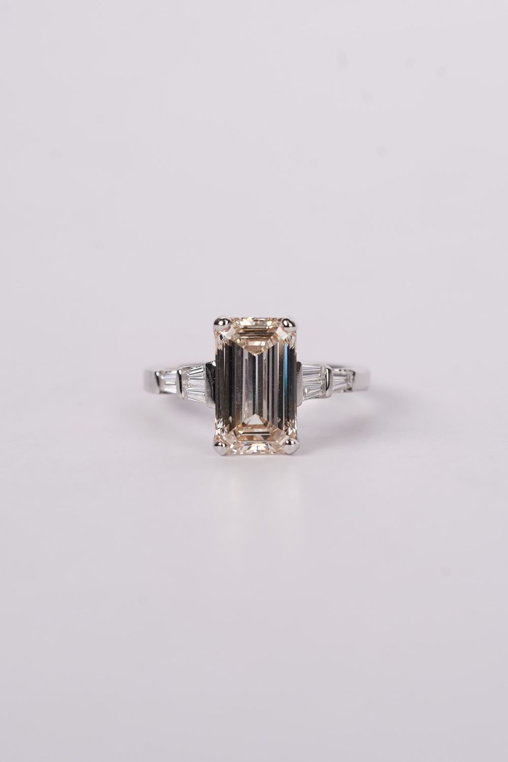 ATPTP-18KW 5.46g 4.47ctw (4.06ctr) O-P/IF GIA Emerald Cut Engagement Ring (Size 7.25)