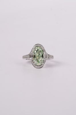 NETPT- 18KW 7.15g 4.00ctw (3.35ctr) LYG/SI2 GIA Oval Diamond Halo Engagement Ring (size 7)