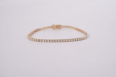 VBTT- 14KY 6.04g 3.00ctw I-J/SI1-I1 Round Tennis Bracelet 7&quot;