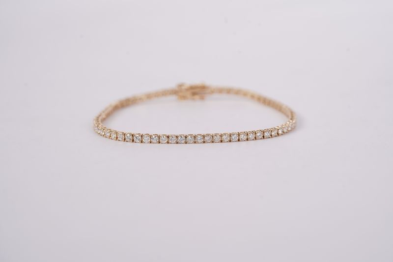 VBTT- 14KY 6.04g 3.00ctw I-J/SI1-I1 Round Tennis Bracelet 7&quot;