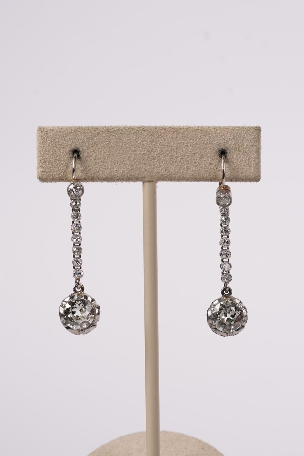 RRTT-Platinum/18KY 5.6g 2.75ctw (2.15ctrs) Mine Cut Diamond Antique Earrings
