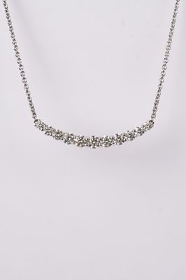 ARVE-14KW 6.8g 2.00ctw Curved Diamond Bar Necklace 18&quot;