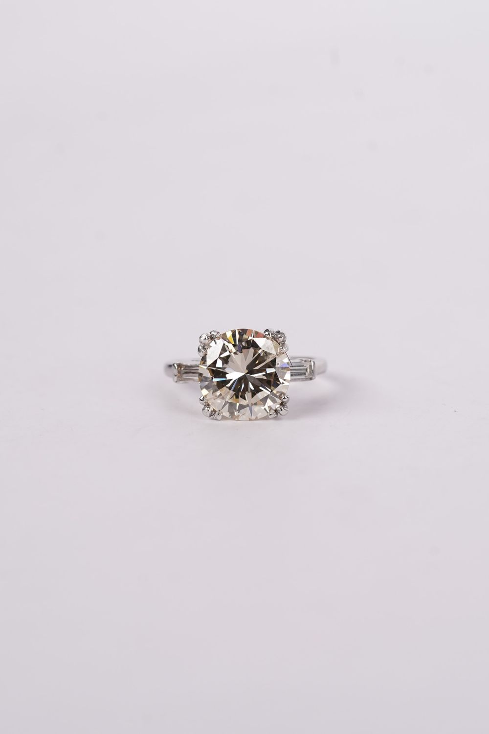 ARETT- Platinum 5.65g 4.60ctw (4.34ctr) L-M/SI2 Transitional Cut Diamond Vintage Engagement Ring (size 6.25)