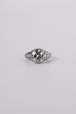 VLTPT-  Platinum 7.61g 3.72ctw (3.22ctr) J/VS2 Round Diamond Engagement Ring (size 5.75)