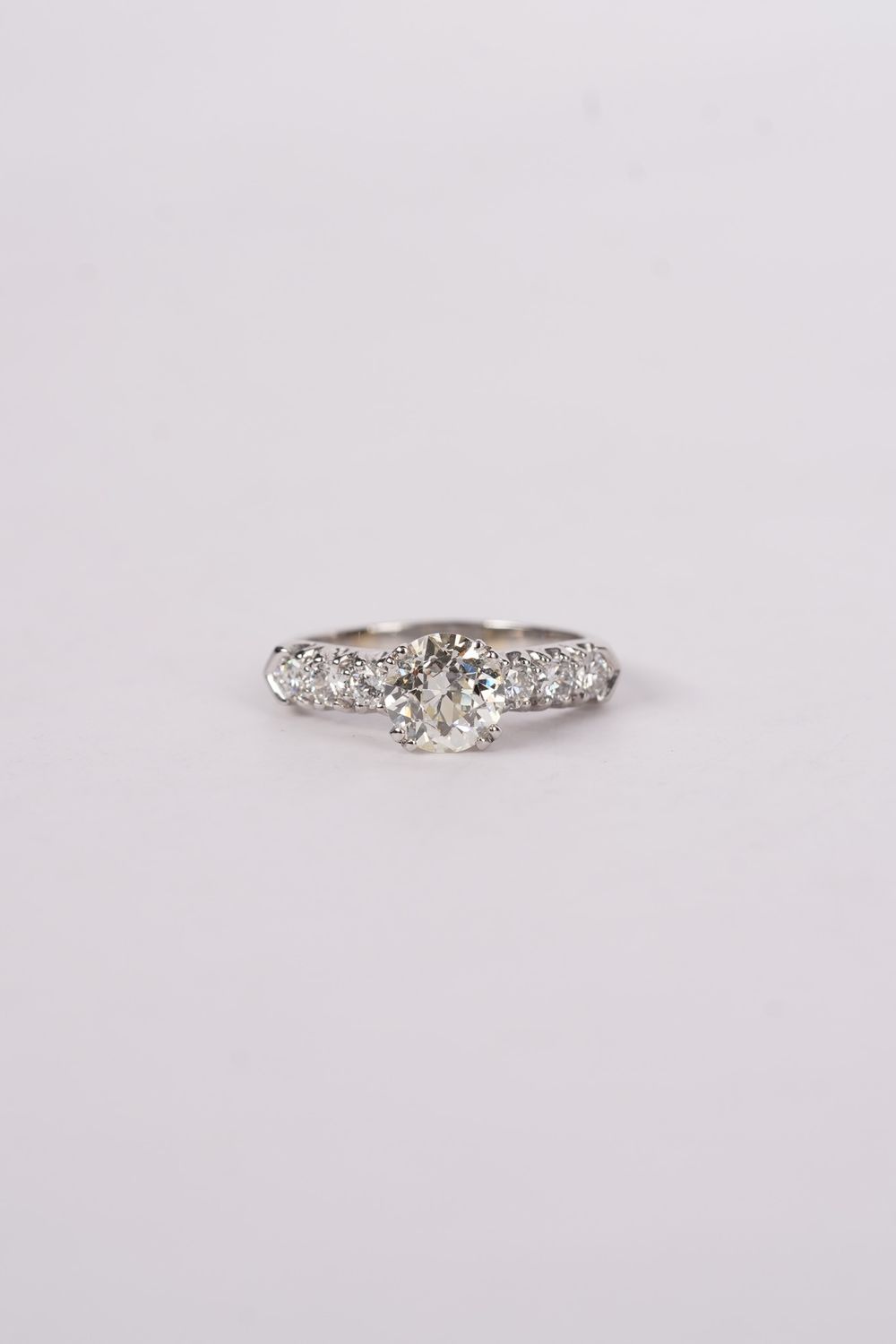 RLTT- Platinum 7.33g 2.67ctw (1.97ctr) J/VS2 European Cut Diamond Antique Ring (size 9)
