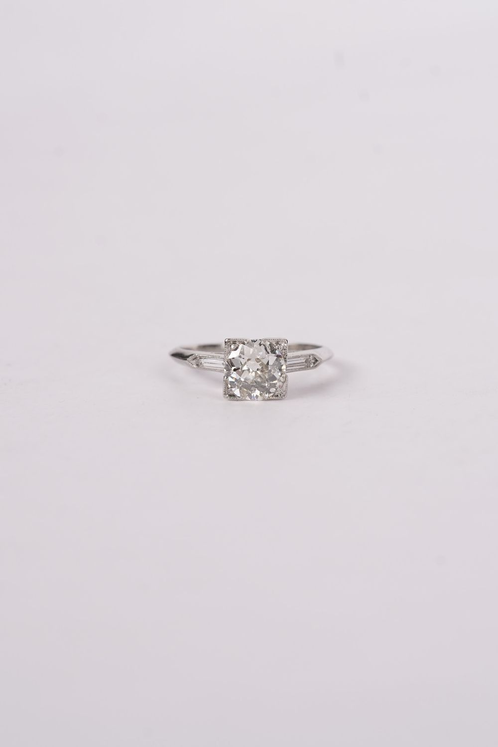 NLTT- Platinum 3.57g 1.40ctw (1.24ctr) I/SI1 Old European Diamond Engagement Ring (size 6)