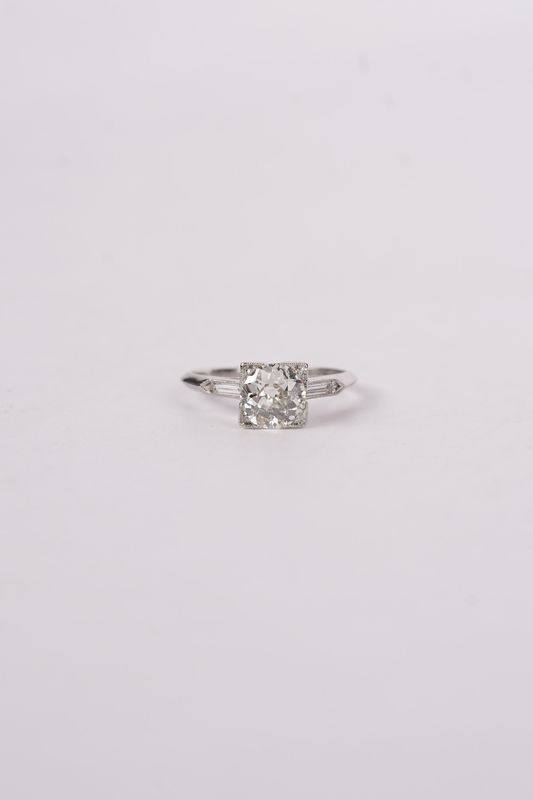 NLTT- Platinum 3.57g 1.40ctw (1.24ctr) I/SI1 Old European Diamond Engagement Ring (size 6)