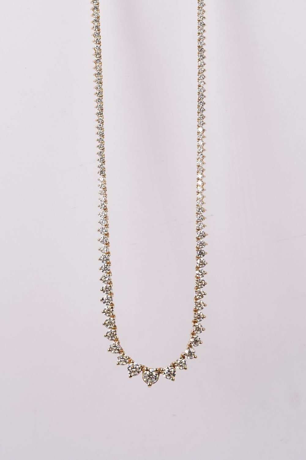 EBTTX- 14KY 19.29g 9.30ctw Graduated Diamond Tennis Necklace