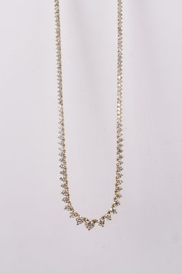 EBTTX- 14KY 19.29g 9.30ctw Graduated Diamond Tennis Necklace