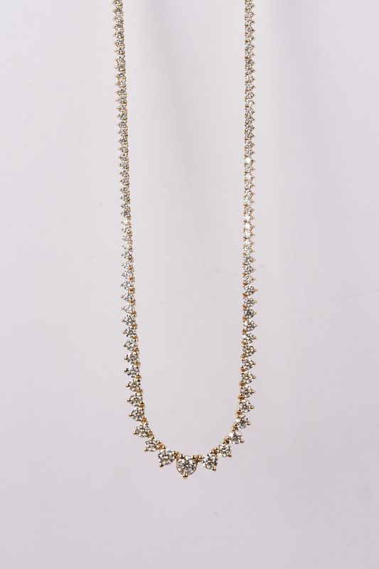 EBTTX- 14KY 19.29g 9.30ctw Graduated Diamond Tennis Necklace