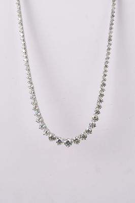 NETPT-18KW 26.34g 22.52ctw Graduated Diamond Tennis Necklace 17&quot;