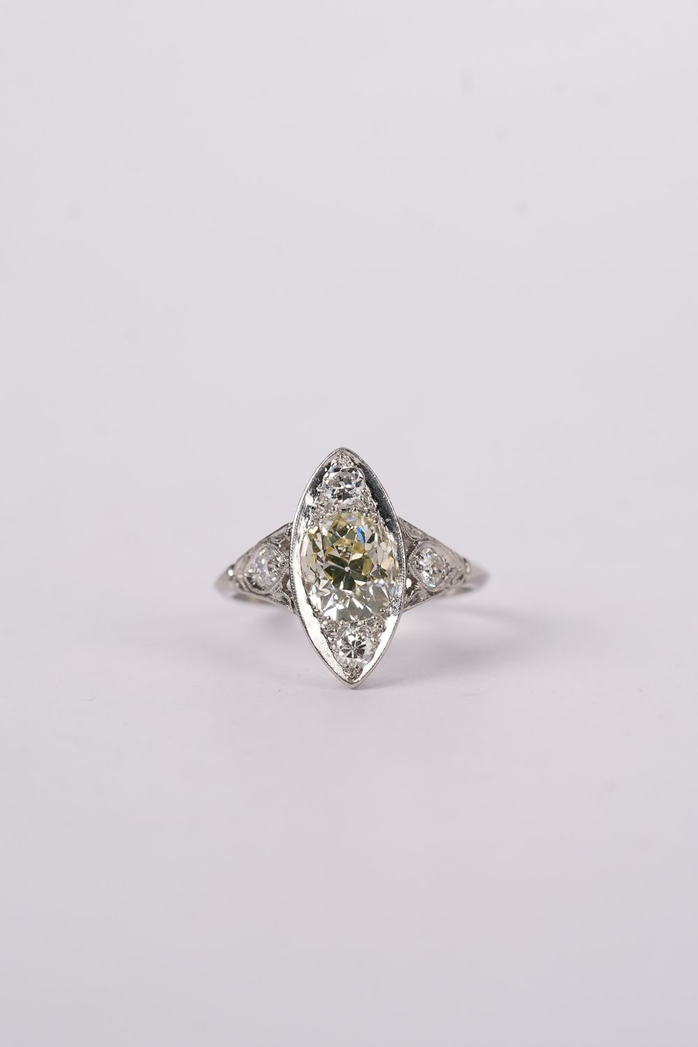 NETT- Platinum 4.5g 2.00ctw (1.50ctr) L/SI1 Mine Cut Diamond Art Deco Ring (size 6.5)