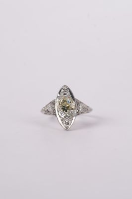 NETT- Platinum 4.5g 2.00ctw (1.50ctr) L/SI1 Mine Cut Diamond Art Deco Ring (size 6.5)