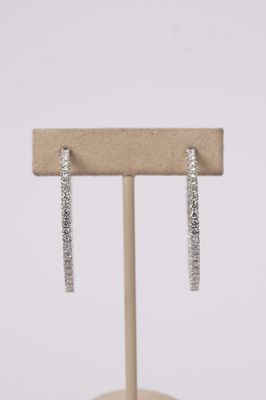 RITX- 14KW 7.59g 1.20ctw Diamond Inside/Out Hoop Earrings