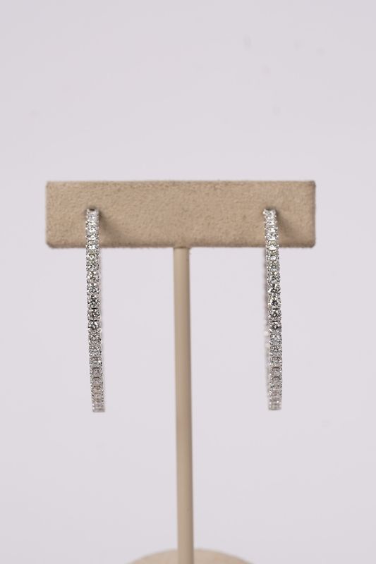 RITX- 14KW 7.59g 1.20ctw Diamond Inside/Out Hoop Earrings