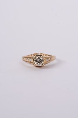 DET- 14KY 3.2g .88ctw (.70ctr) TLB/SI2 Round Diamond Antique Ring (size 6.5)