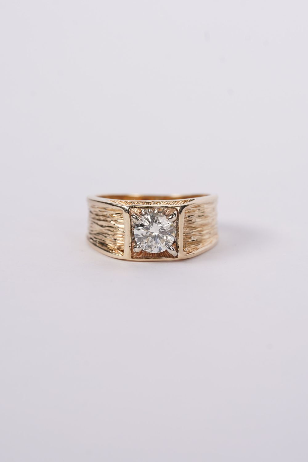 RETX- 14KY 7.45g 1.00ct H/I1 Round Diamond Antique Men&#39;s Ring (size 8)