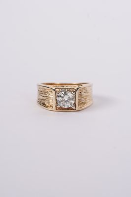 RETX- 14KY 7.45g 1.00ct H/I1 Round Diamond Antique Men&#39;s Ring (size 8)