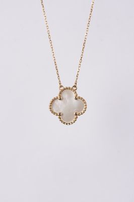 AETX- 14KY 2.33g Mother of Pearl Alhambra Necklace 18&quot;