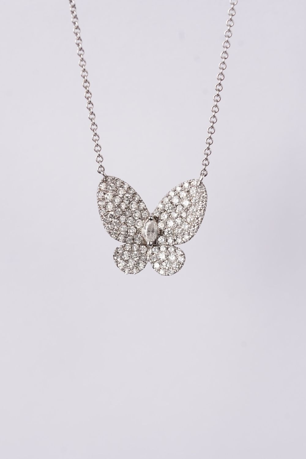 NTTX- 14KW 4.89g 1.00ctw Diamond Butterfly Necklace 16&quot;