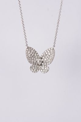 NTTX- 14KW 4.89g 1.00ctw Diamond Butterfly Necklace 16&quot;