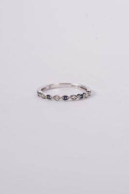 VAN-14KW 1.5g .18ctw Diamond &amp; Sapphire Stackable Band (size 7)
