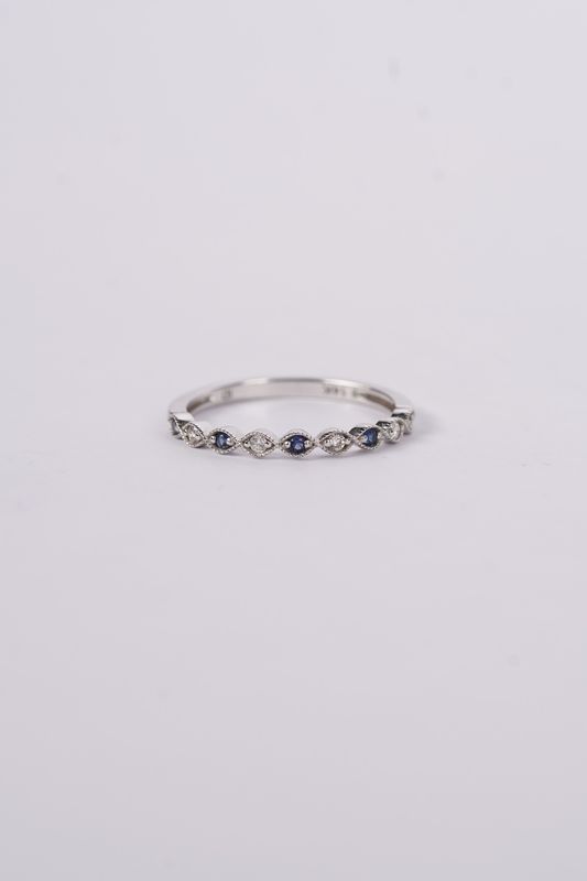 VAN-14KW 1.5g .18ctw Diamond &amp; Sapphire Stackable Band (size 7)