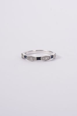 ATT- 14KW 2.58g .20ctw Diamond .24ctw Sapphire Stackable Band (size 7.25)