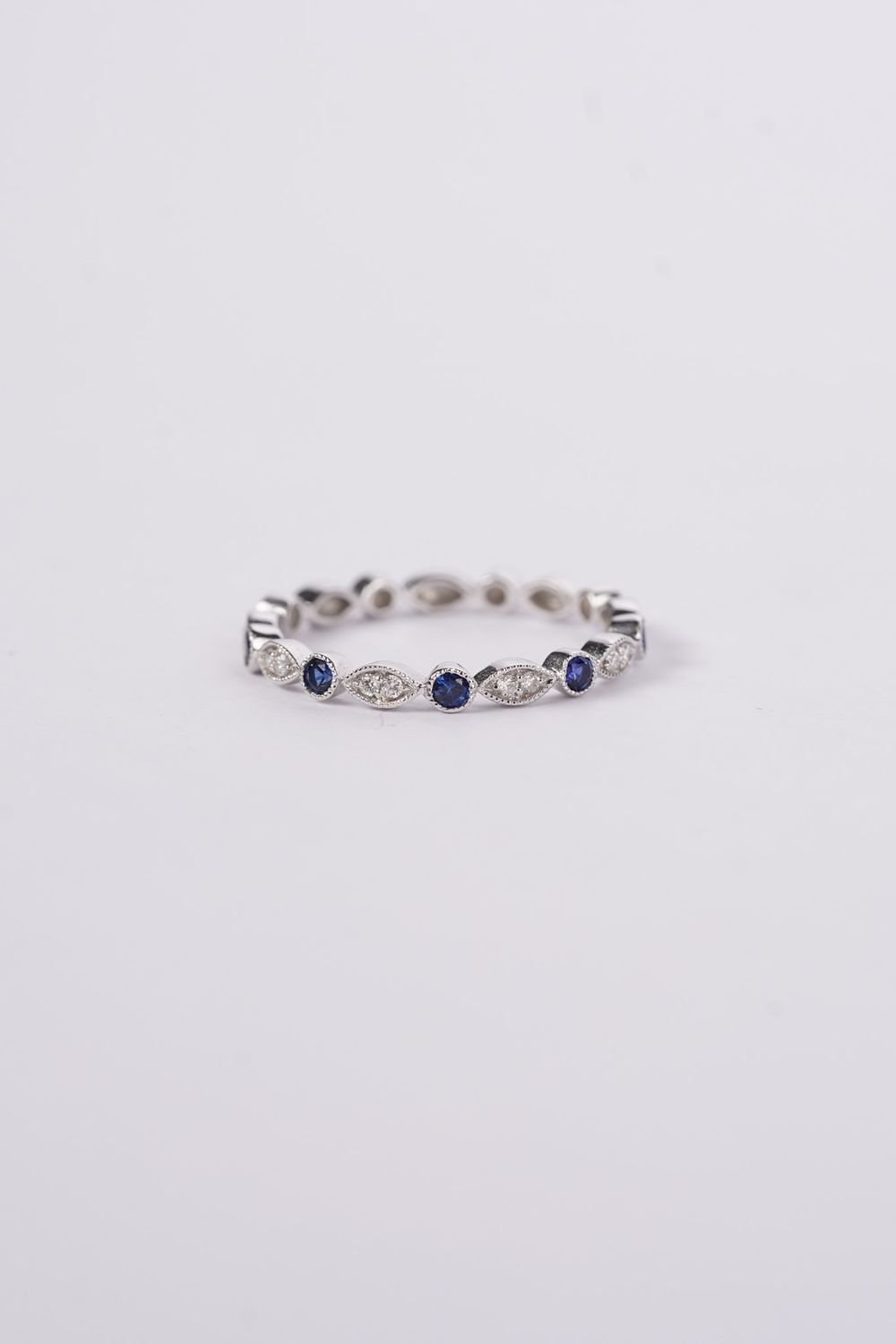 VRA- 14KW 1.7g .30ctw Diamond &amp; Sapphire Stackable Band (size 7)
